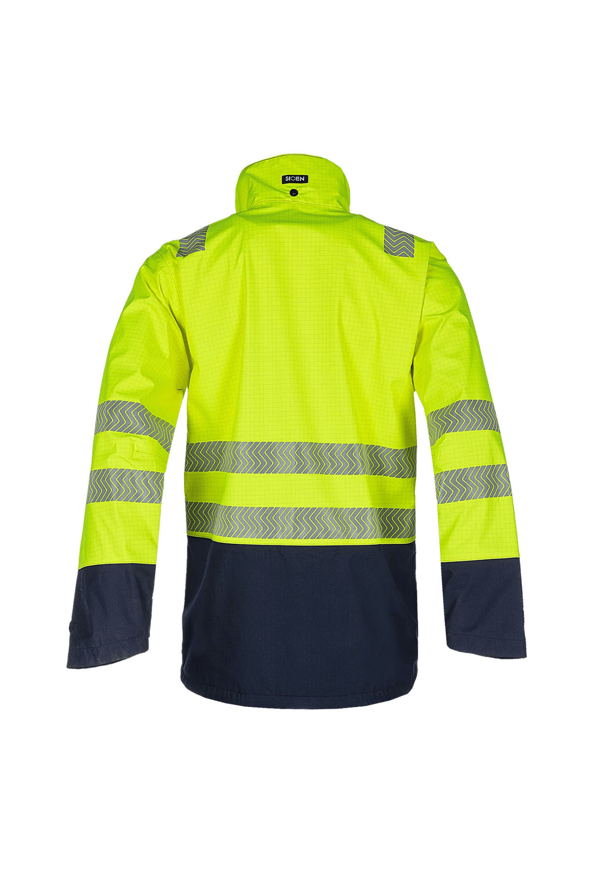 Sioen PRO Torvik in High-vis yellow/Navy blue, back view