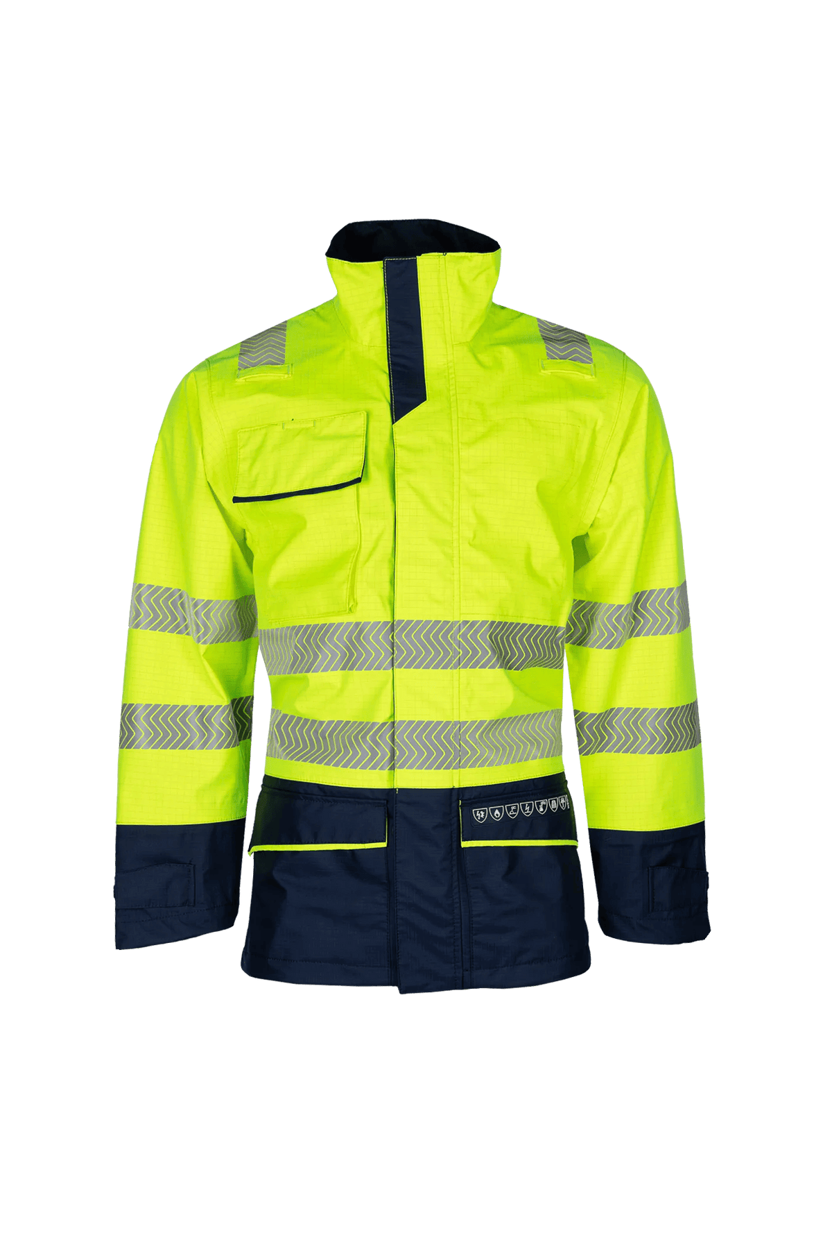 Sioen PRO Torvik in High-vis yellow/Navy blue, front view