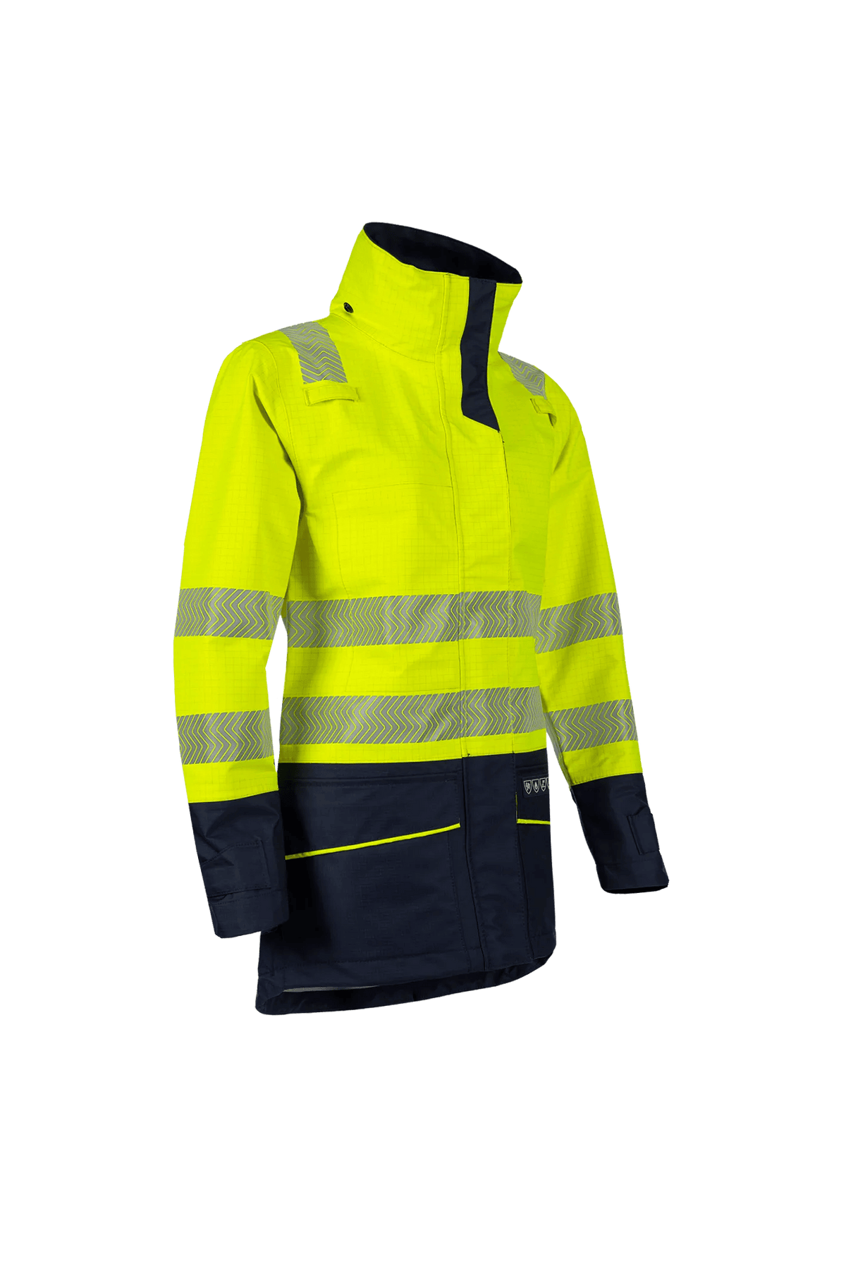 Sioen PRO Vaski in High-vis yellow/Navy blue, side view