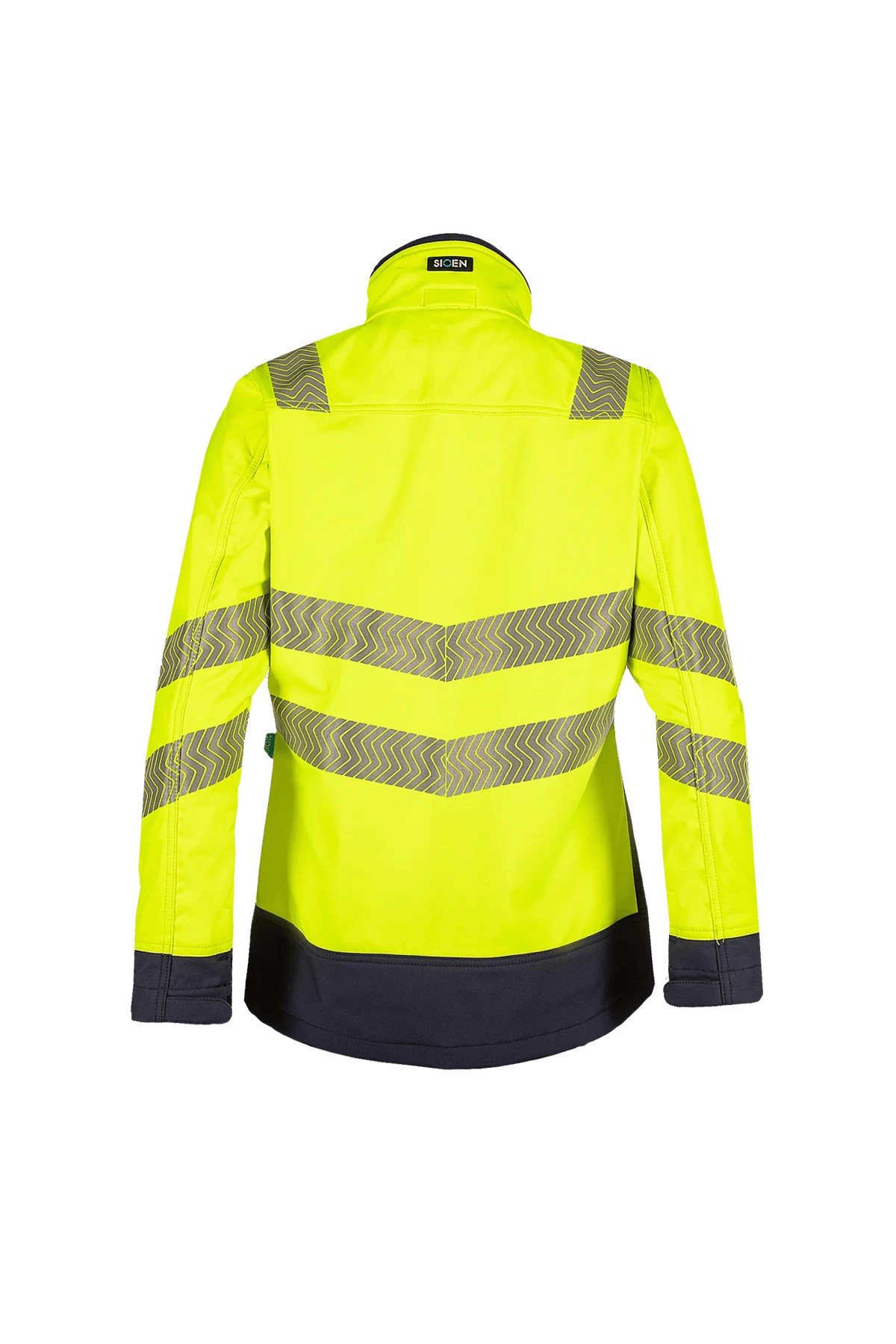 Sioen PRO Heika in High-vis yellow/Navy blue, back view
