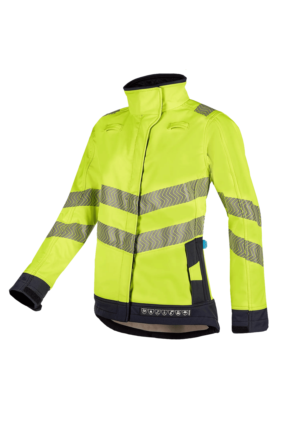 Sioen PRO Heika in High-vis yellow/Navy blue, side view
