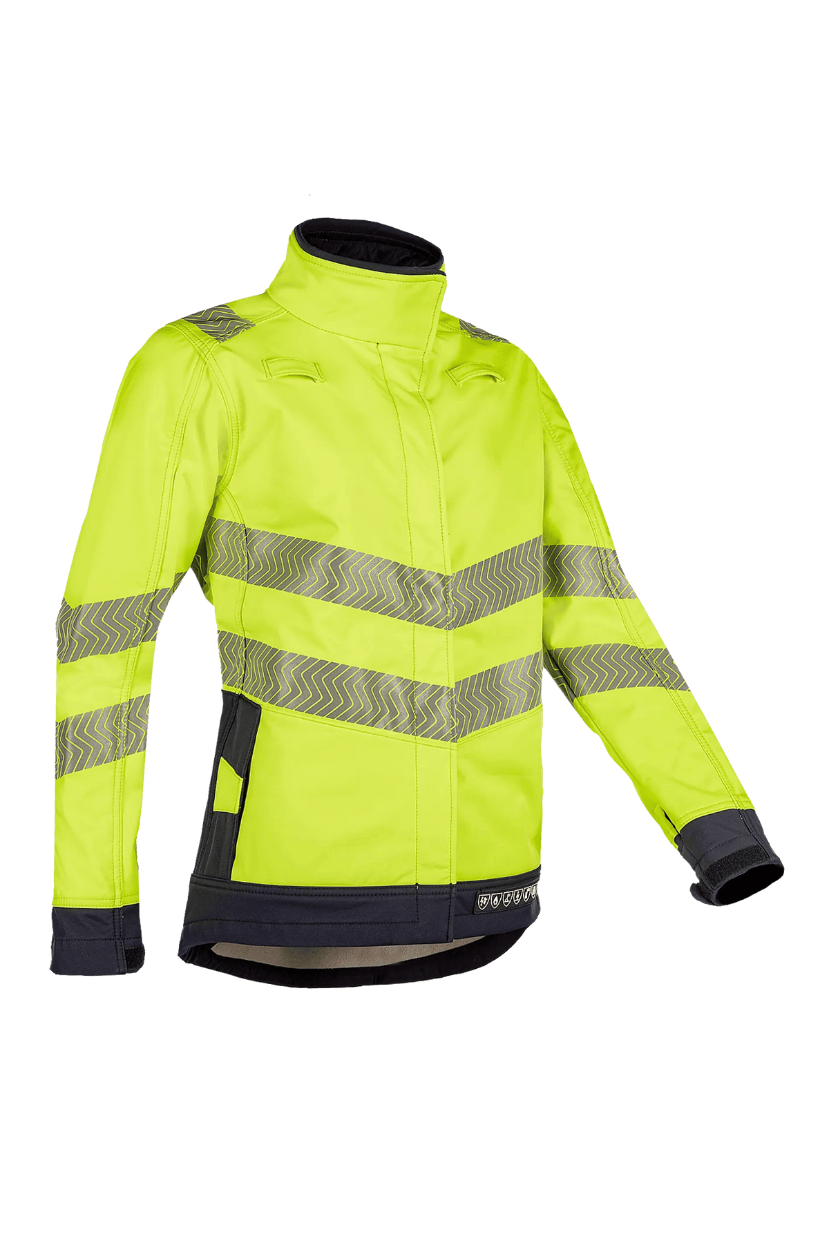 Sioen PRO Heika in High-vis yellow/Navy blue, side view
