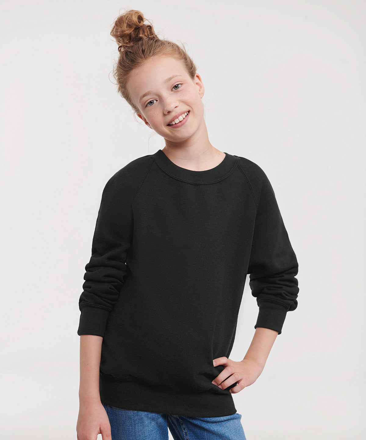 Russell Athletic Kids raglan sleeve sweatshirt, lifestyle photo