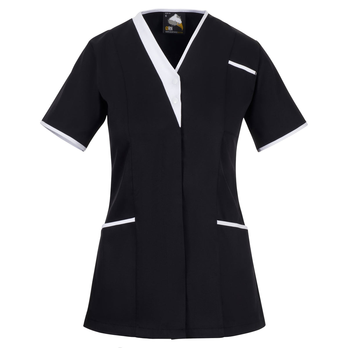 Orn Tonia V-Neck Tunic - Black - White - front
