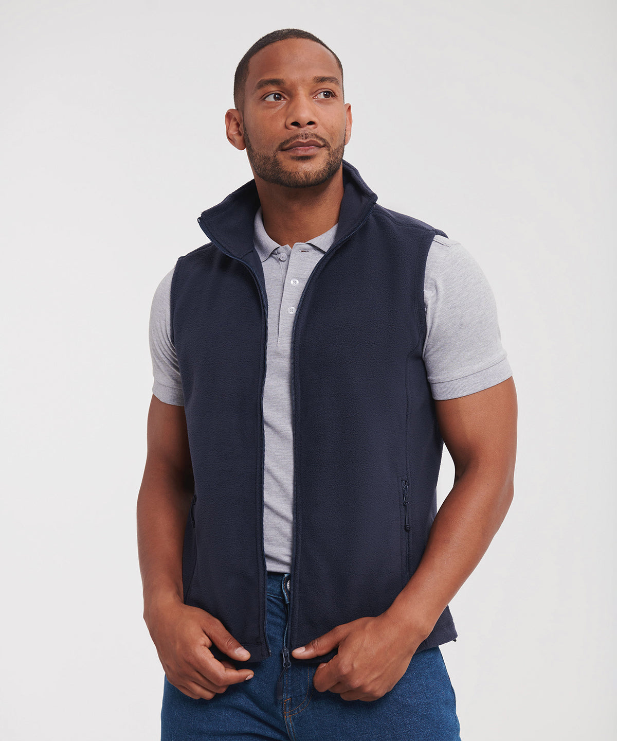 Russell Athletic Outdoor fleece gilet, lifestyle photo