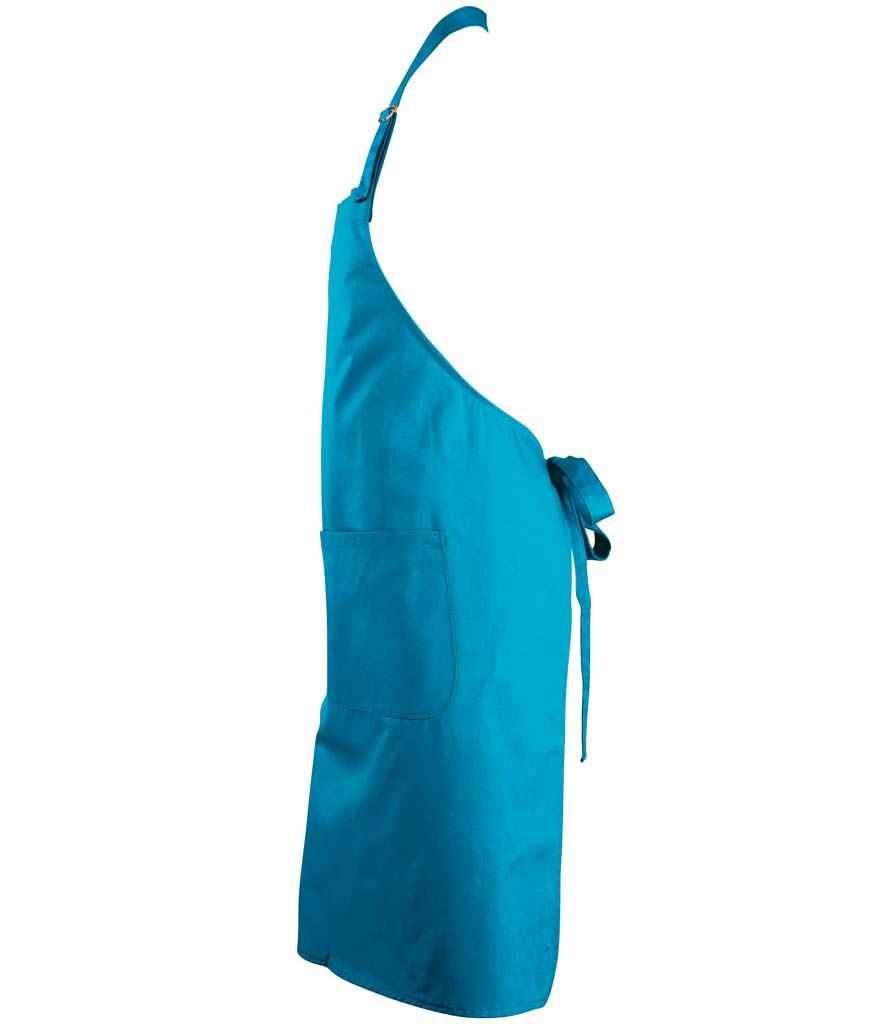 SOL'S Gala Long Bib Apron in Aqua, side view