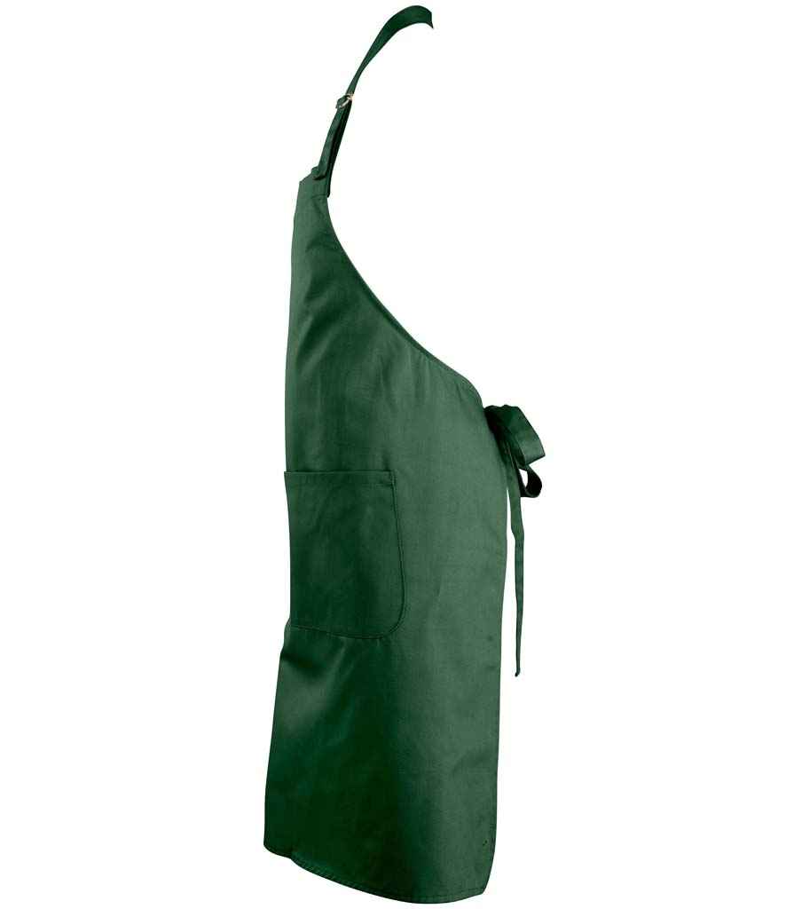 SOL'S Gala Long Bib Apron in Bottle Green, side view
