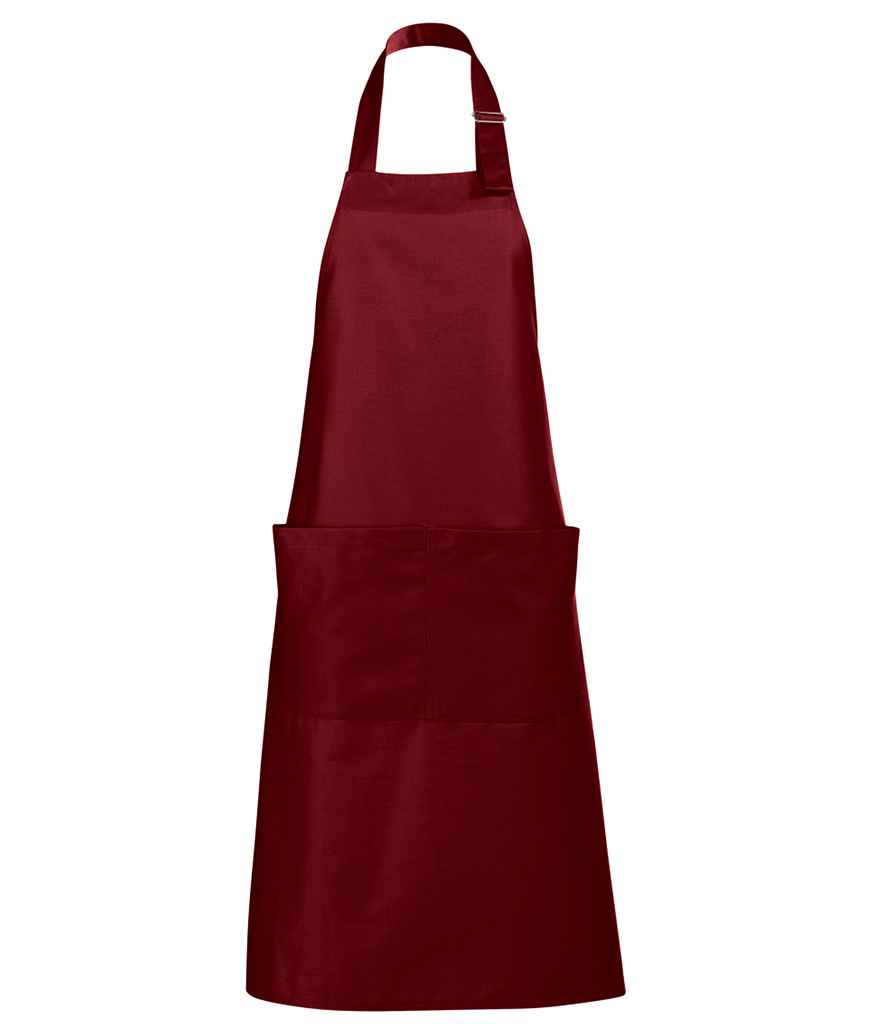 SOL'S Gala Long Bib Apron in Burgundy, front view