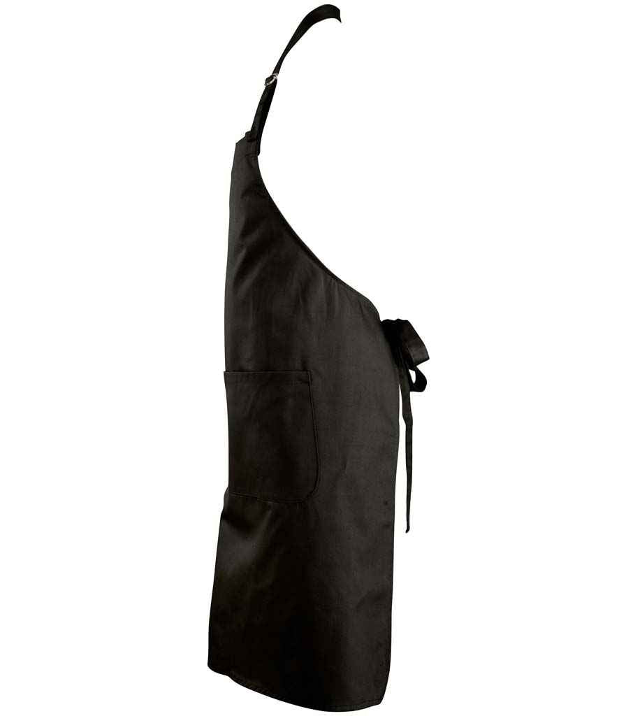 SOL'S Gala Long Bib Apron in Deep Black, side view