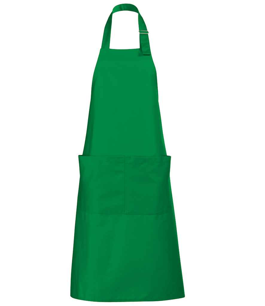 SOL'S Gala Long Bib Apron in Kelly Green, front view