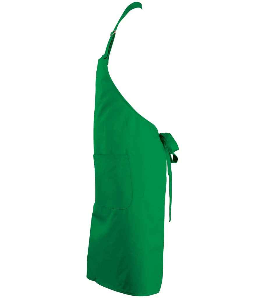 SOL'S Gala Long Bib Apron in Kelly Green, side view