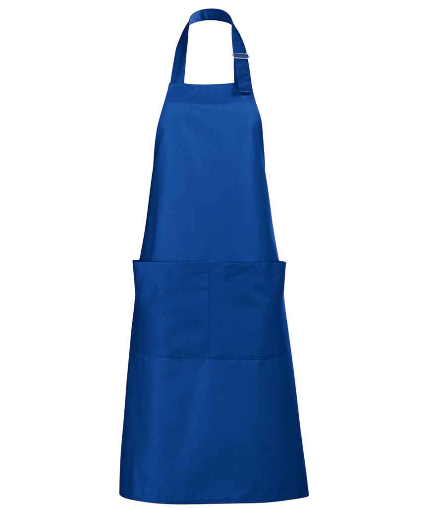 SOL'S Gala Long Bib Apron in Royal Blue, front view