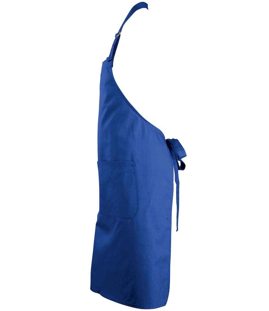 SOL'S Gala Long Bib Apron in Royal Blue, side view