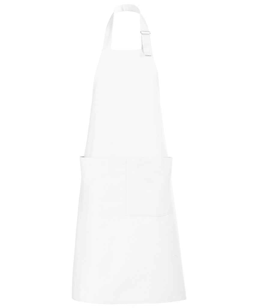 SOL'S Gala Long Bib Apron in White, front view