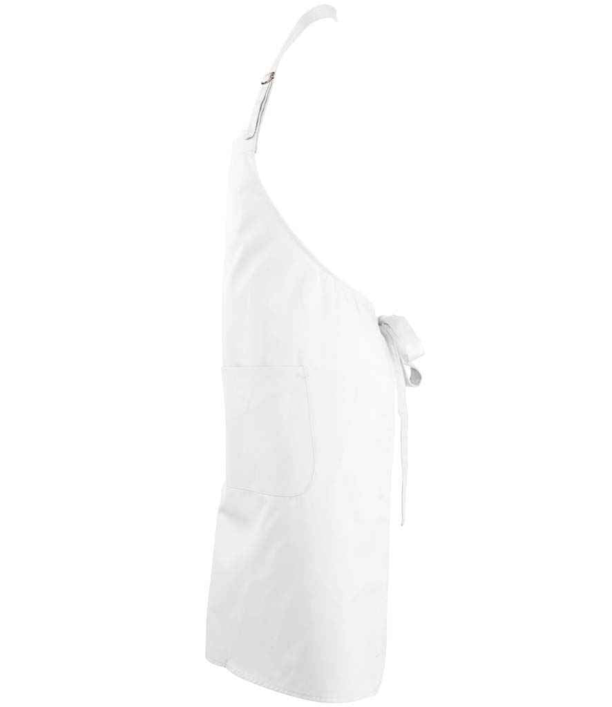 SOL'S Gala Long Bib Apron in White, side view