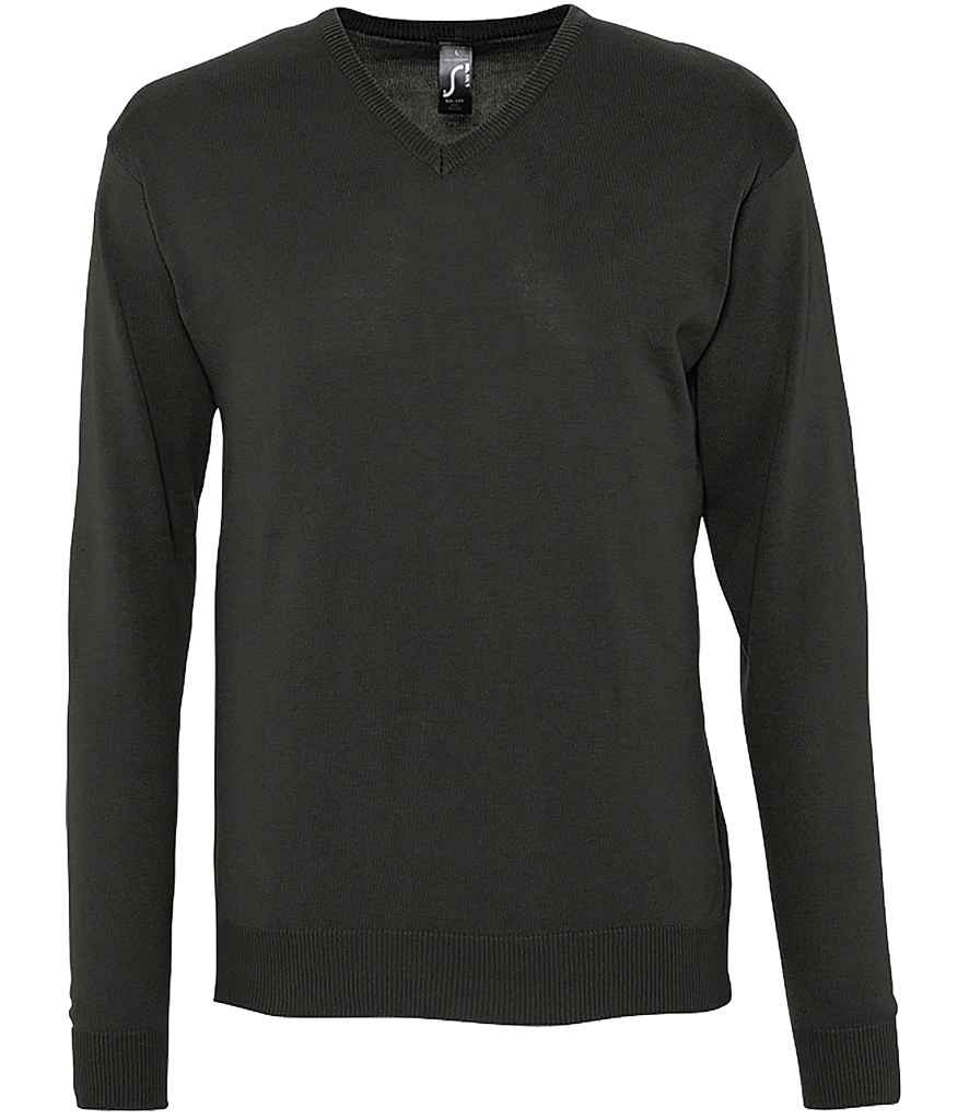 SOL'S Galaxy Cotton Acrylic V Neck Sweater in Black, front view