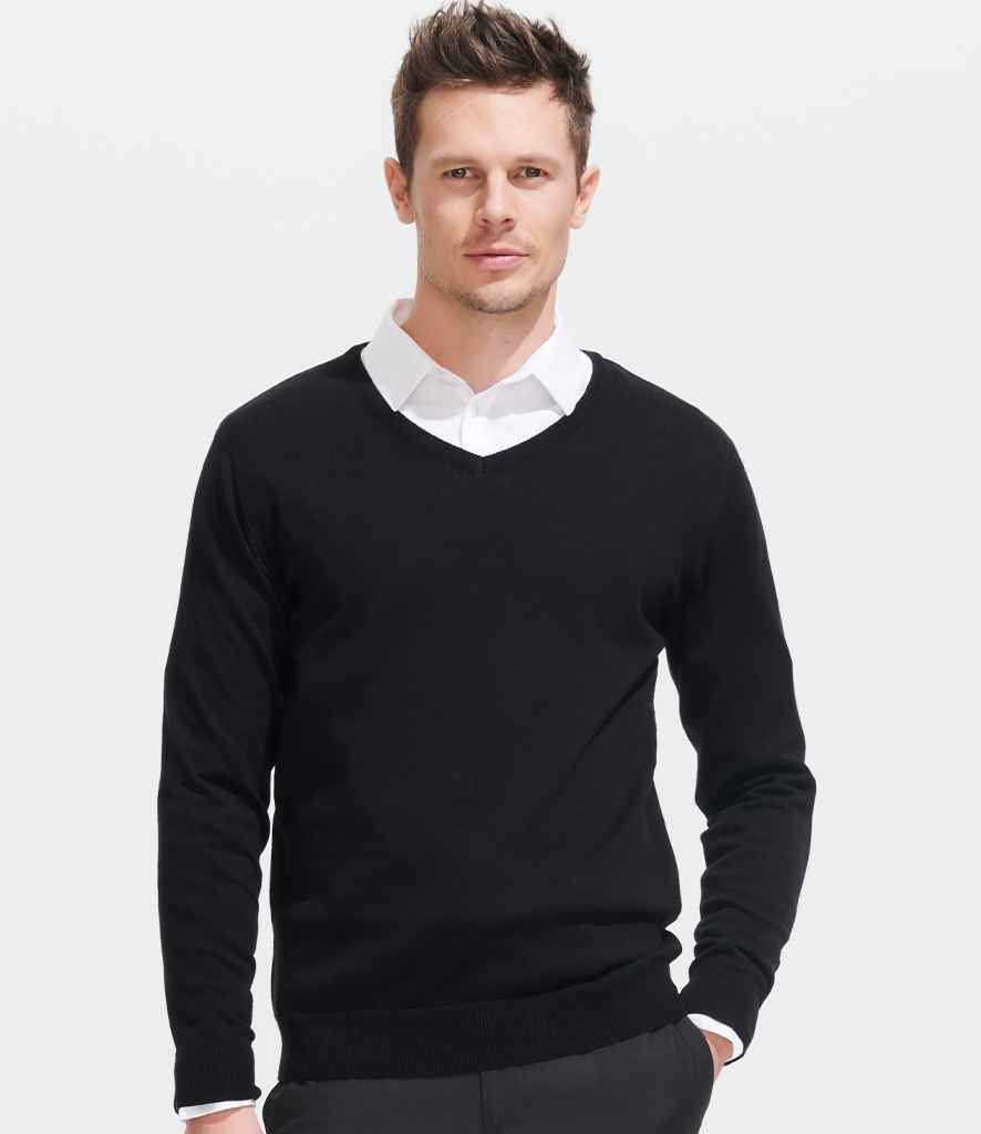 SOL'S Galaxy Cotton Acrylic V Neck Sweater in Black