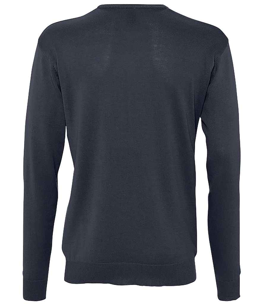 SOL'S Galaxy Cotton Acrylic V Neck Sweater in Navy, back view