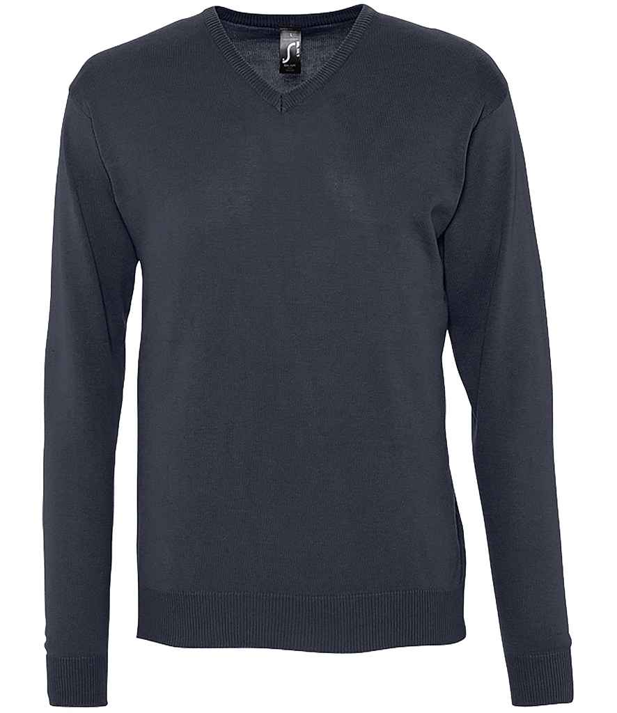 SOL'S Galaxy Cotton Acrylic V Neck Sweater in Navy, front view