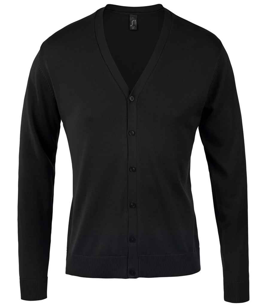 SOL'S Golden Cotton Acrylic V Neck Cardigan in Black, front view