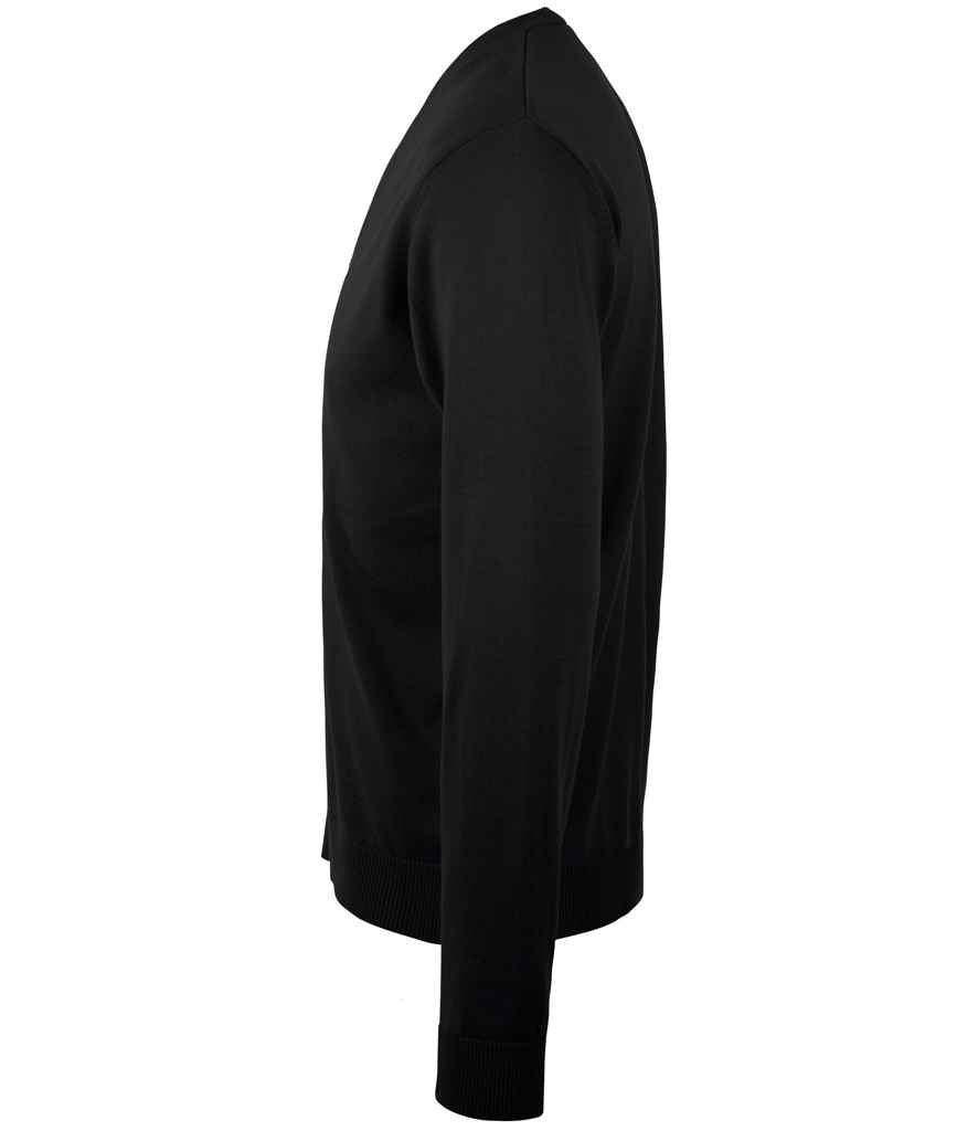 SOL'S Golden Cotton Acrylic V Neck Cardigan in Black, side view