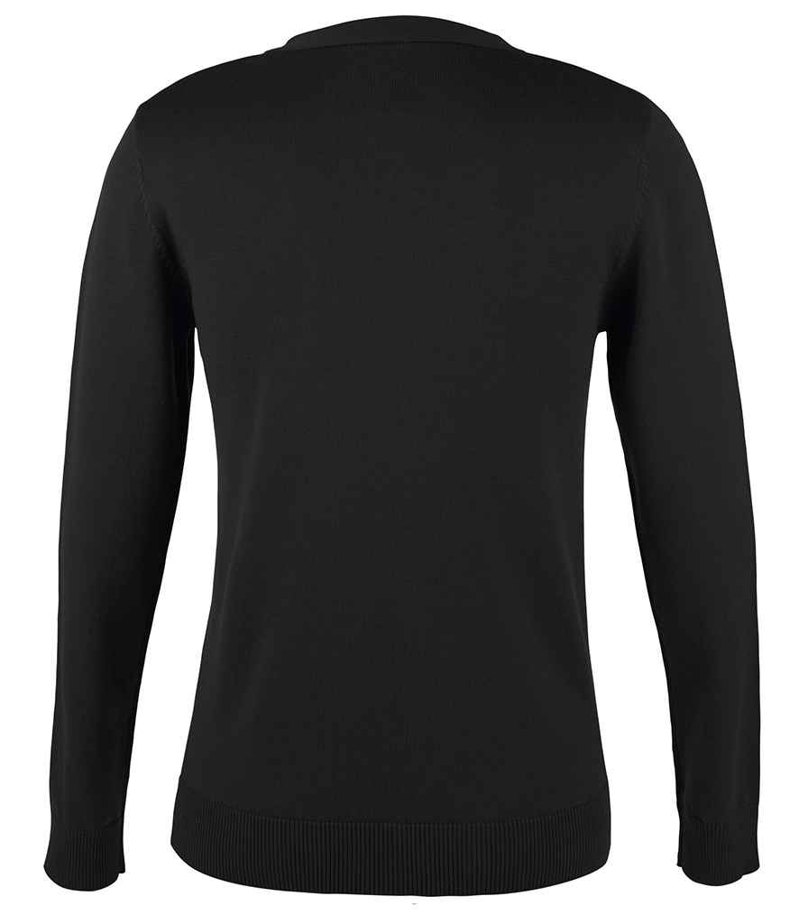 SOL'S Ladies Golden Cotton Acrylic V Neck Cardigan in Black, back view