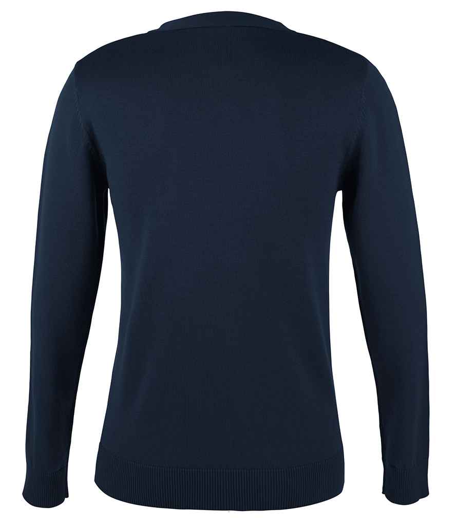 SOL'S Ladies Golden Cotton Acrylic V Neck Cardigan in Navy, back view