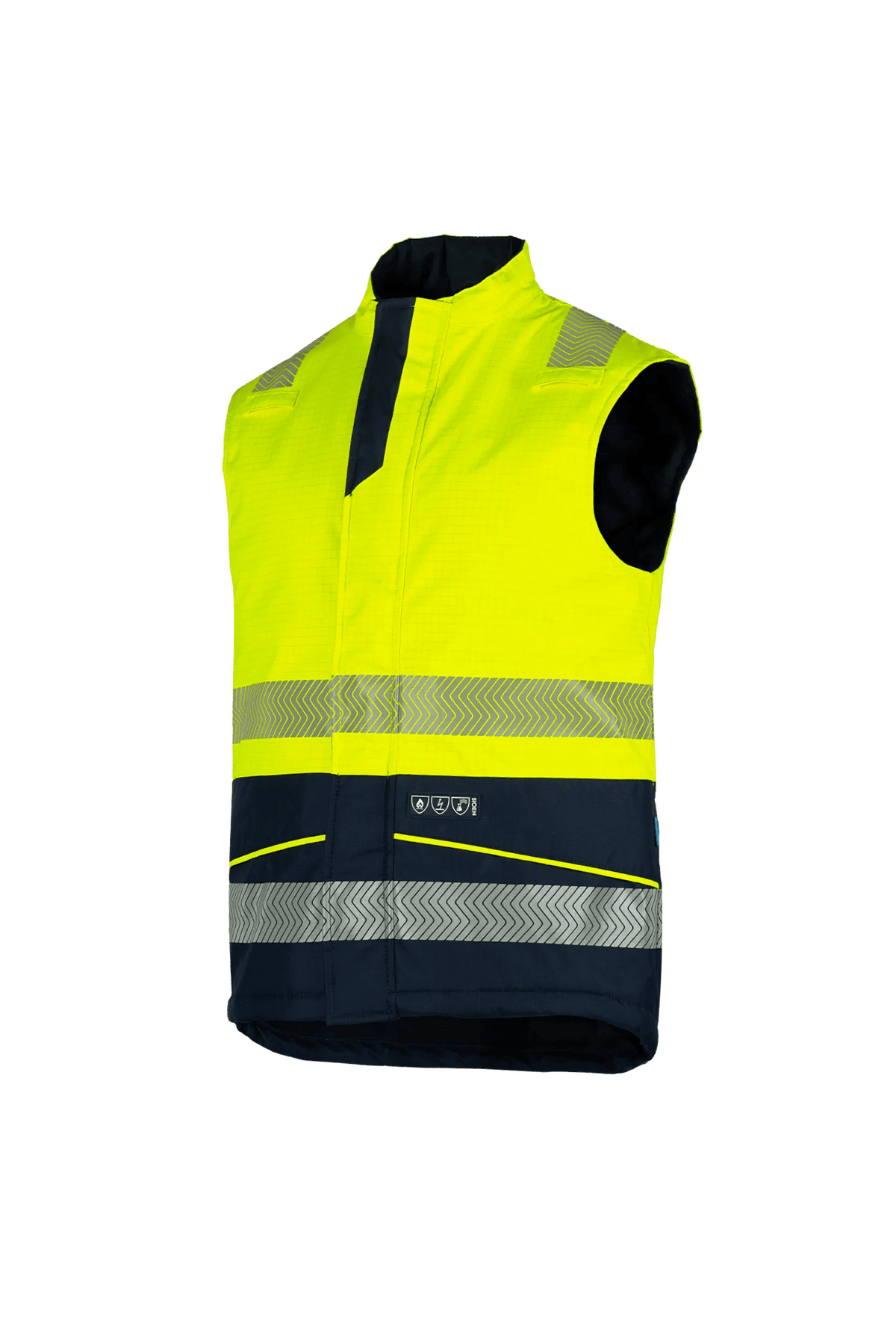 Sioen PRO Vikja in High-vis yellow/Navy blue, side view