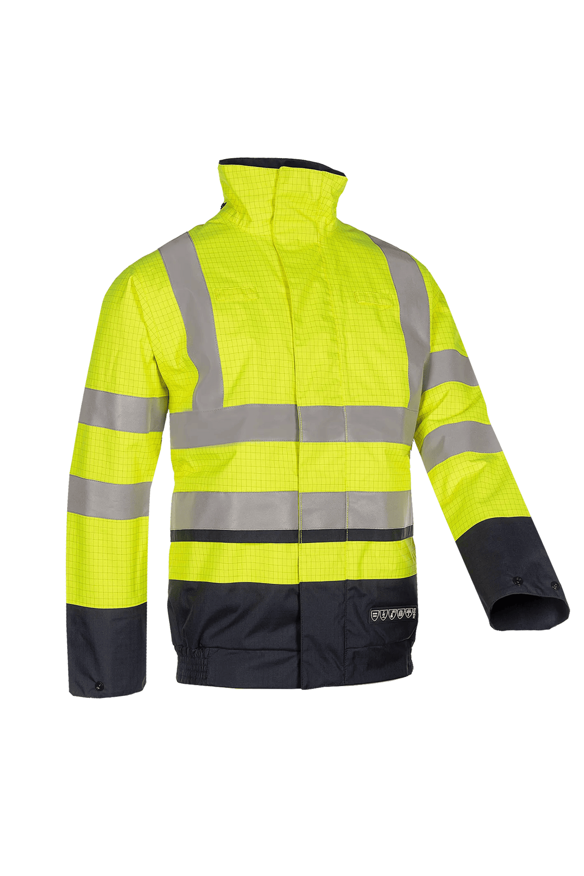 Sioen PRO Jibou in High-vis yellow/Navy blue, side view
