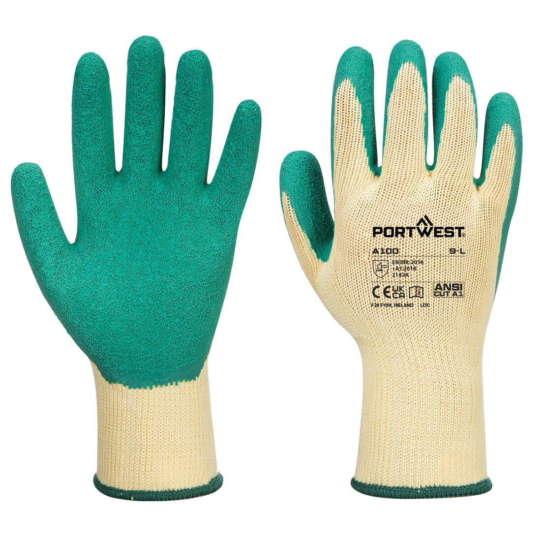 Portwest Grip 10 Latex Glove in Green, main product image