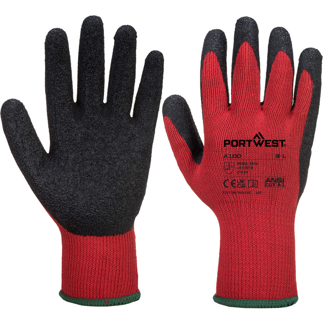 Portwest Grip 10 Latex Glove in Red/Black, image 4