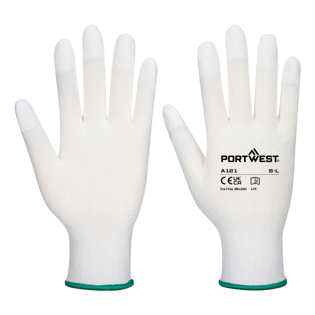 Portwest Grip 13 PU Fingertip Glove in White, main product image