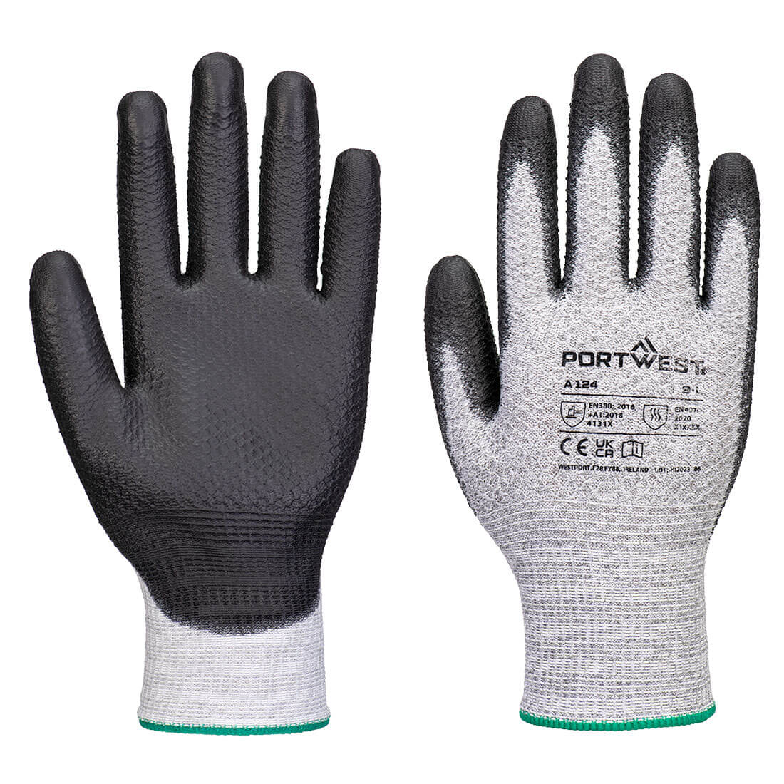 Portwest Grip 13 PU Diamond Knit Glove in Grey/Black, main product image