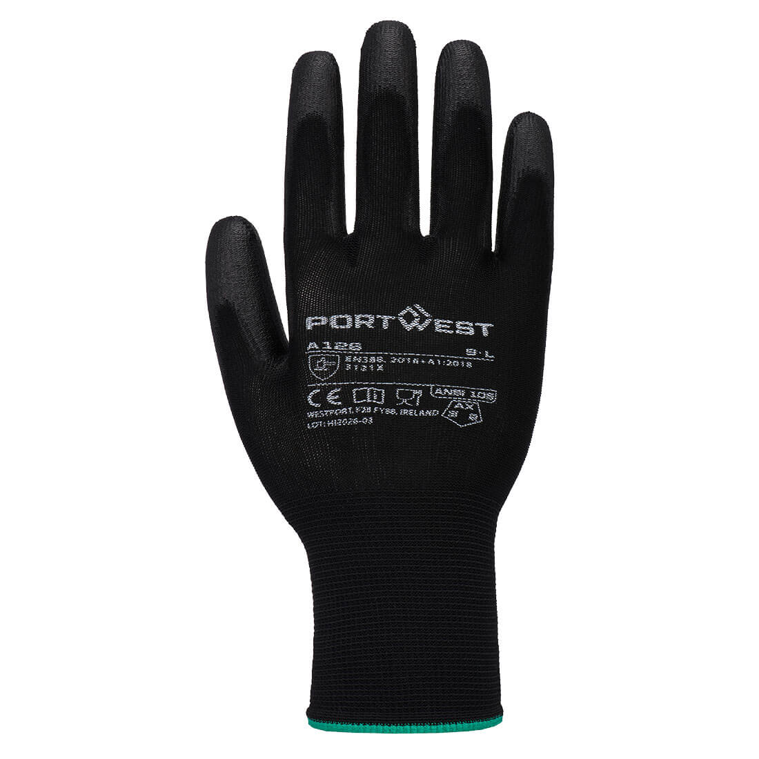Portwest Grip 13 Nylon PU Glove in Black, main product image