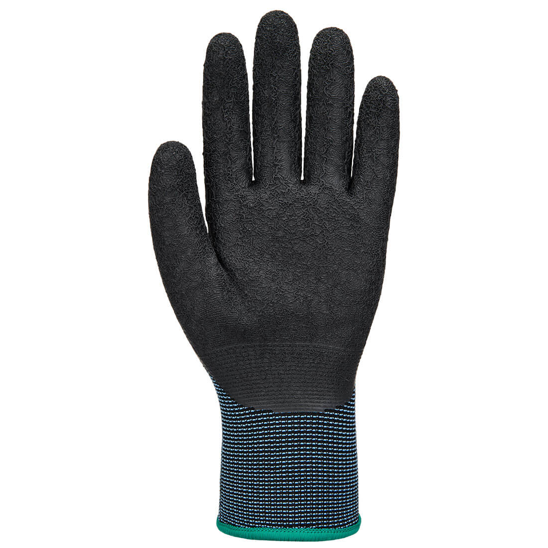 Portwest A147 Cold 13 Latex Crinkle 3/4 Dipped Glove in Black, back view