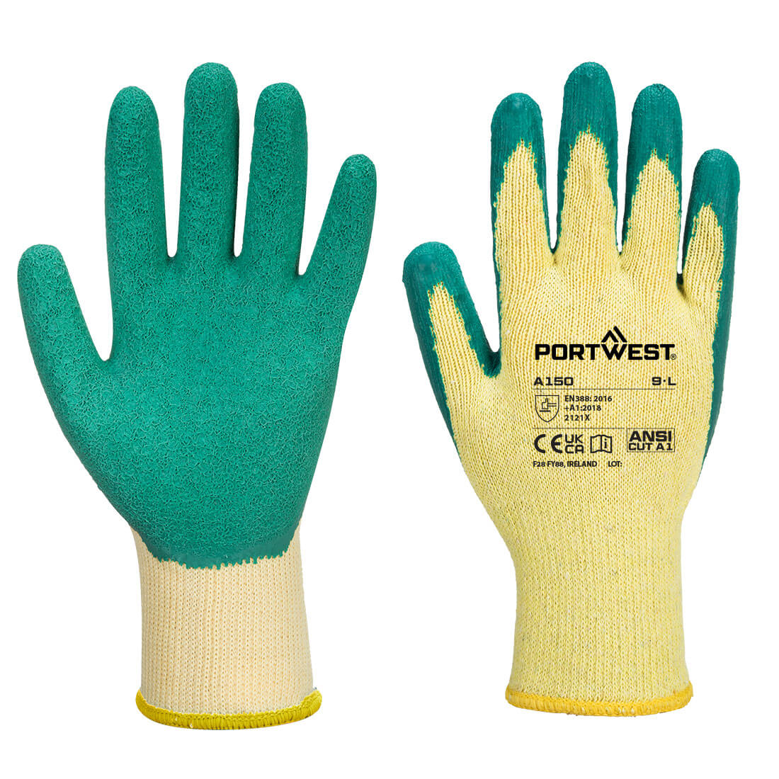 Portwest Grip 10 Latex Economy Glove in Green, main product image