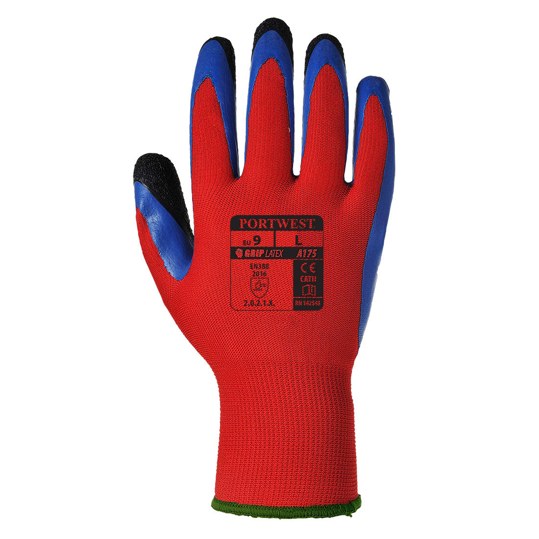 Portwest Grip 13 Latex Double Coated Glove in Red/Blue, main product image