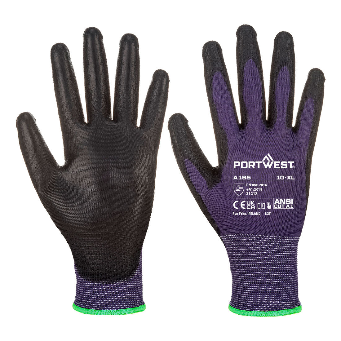 Portwest Grip 13 PU Touchscreen Glove in Purple/Black, image 2