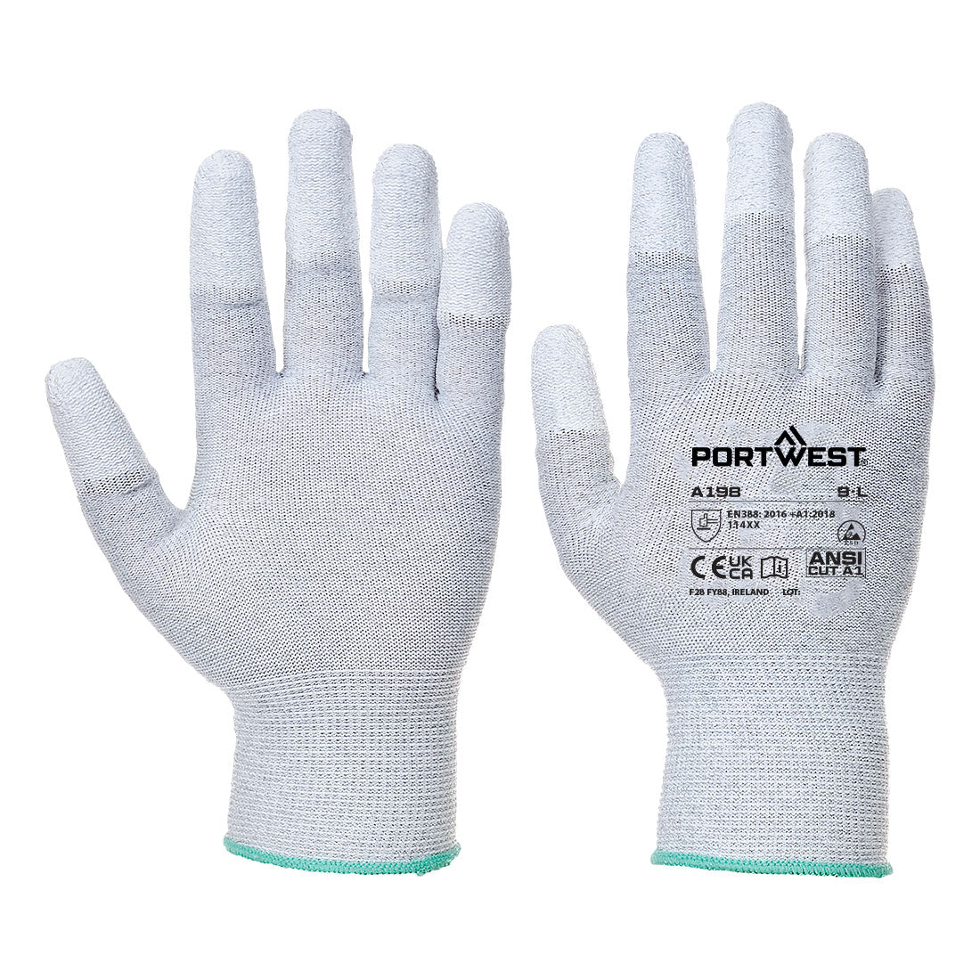 Portwest ESD 13 PU Fingertip Glove in Grey, main product image