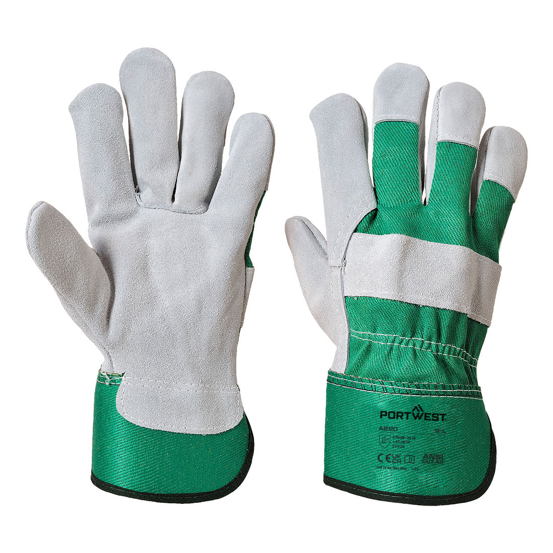 Portwest Leather Rigger 130 Cow Split Glove in Green, main product image