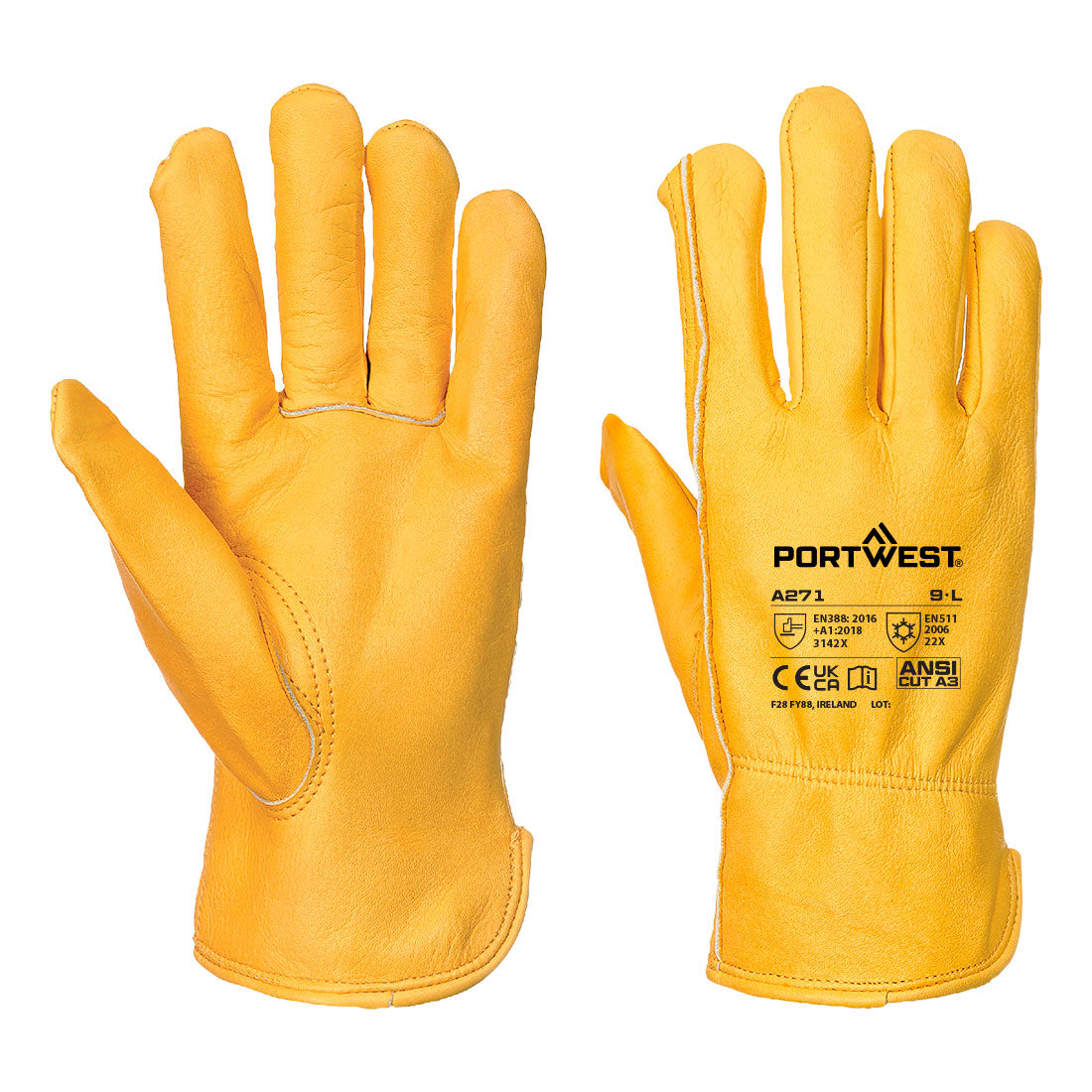 Portwest Cold 200 Cow Grain Driver Glove in Tan, image 2