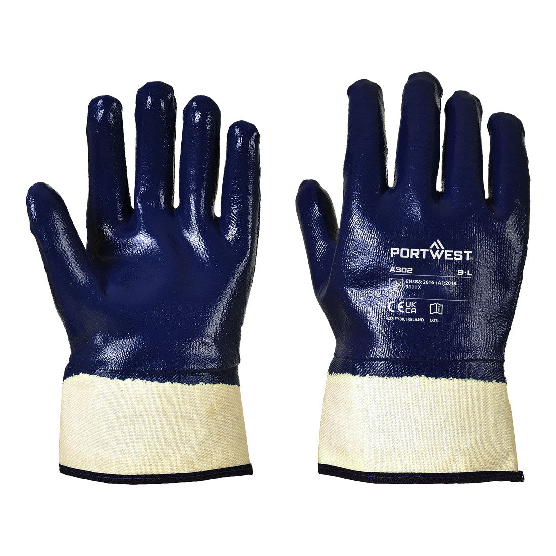 Portwest Grip Nitrile Fully Dipped Safety Cuff in Navy, main product image