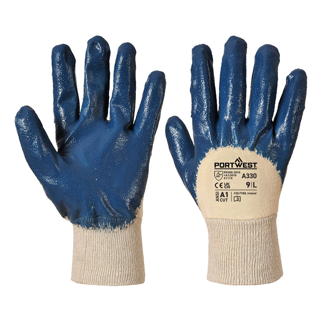 Portwest Grip 12 Nitrile Light Knitwrist Glove in Navy, main product image