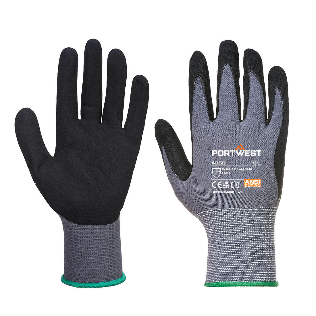 Portwest Grip 15 Nitrile Sandy Glove in Black, main product image