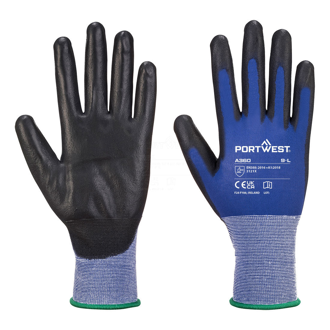 Portwest Grip 18 PU Glove in Blue/Black, main product image