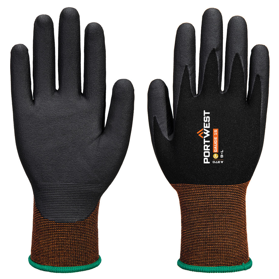 Portwest GP Grip 15 Nitrile Micro Foam Glove in Black, main product image