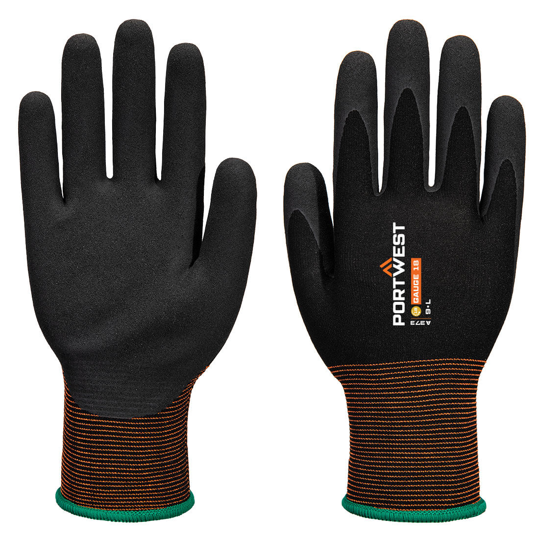 Portwest GP Grip 18 Latex Sandy Glove in Black, main product image