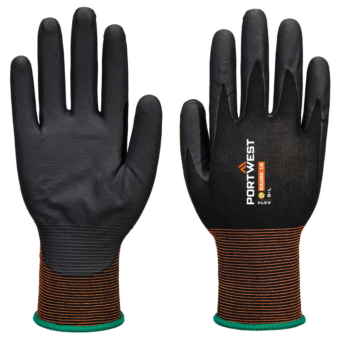 Portwest GP Grip 18 Nitrile Micro Foam Glove in Black, main product image