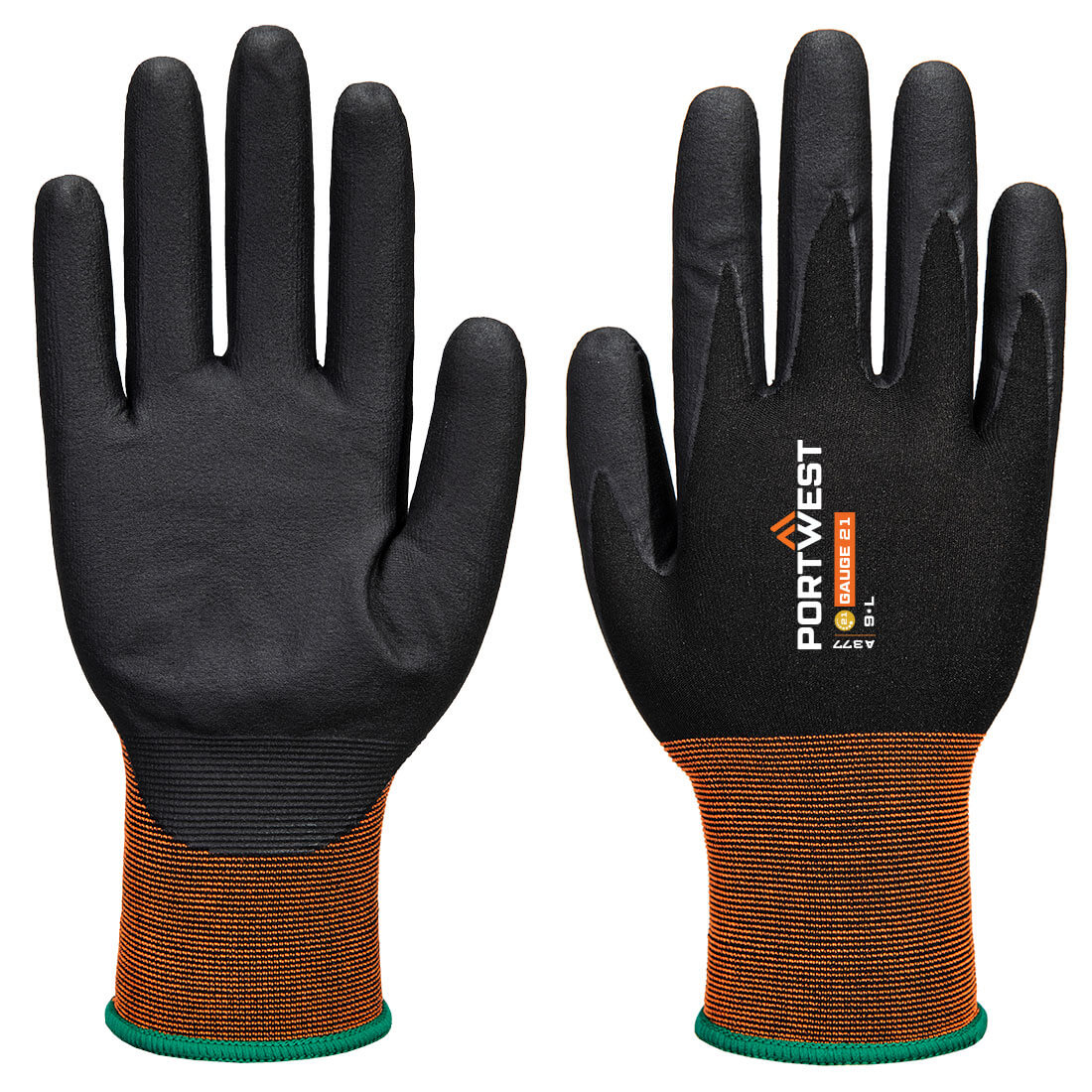 Portwest GP Grip 21 Nitrile Micro Foam Glove in Black, main product image