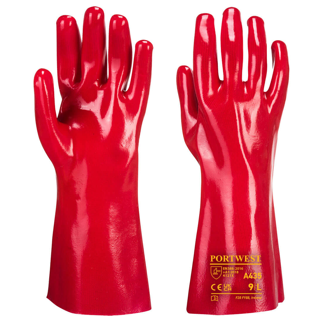 Portwest Grip 12 PVC Gauntlet 35cm in Red, main product image